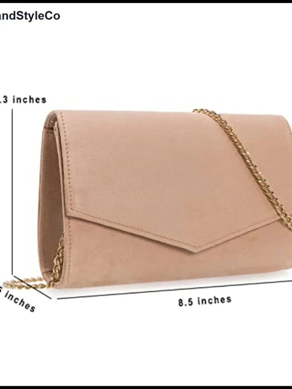 Faux Suede Evening Clutch with Chain Strap Wedding Purse